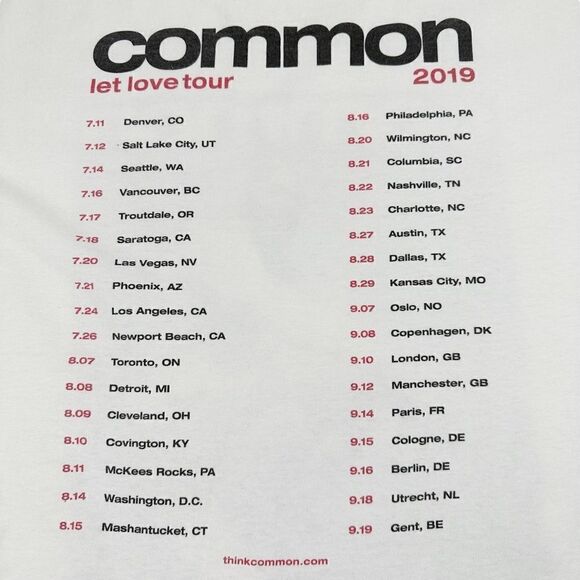 COMMON Let Love Tour Concert T-Shirt 2019 - Picture 4 of 5